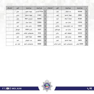 وزارة الداخلية: بيع 100 مركبة في قسم حجز المركبات بجليب الشيوخ