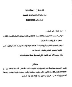 عاجل| الحكومة تحيل رسمياً إلى مجلس الأمة مشروع الميزانية للسنة المالية 2025/2024