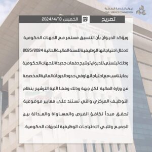 " الديوان": تعيين 23406 مواطنين منذ يناير حتى الآن