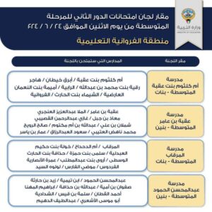 وزارة التربية تعلن مقرات امتحانات الدور الثاني للمتوسطة