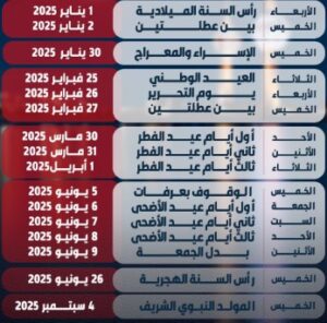 العطل الرسمية في الكويت 2025